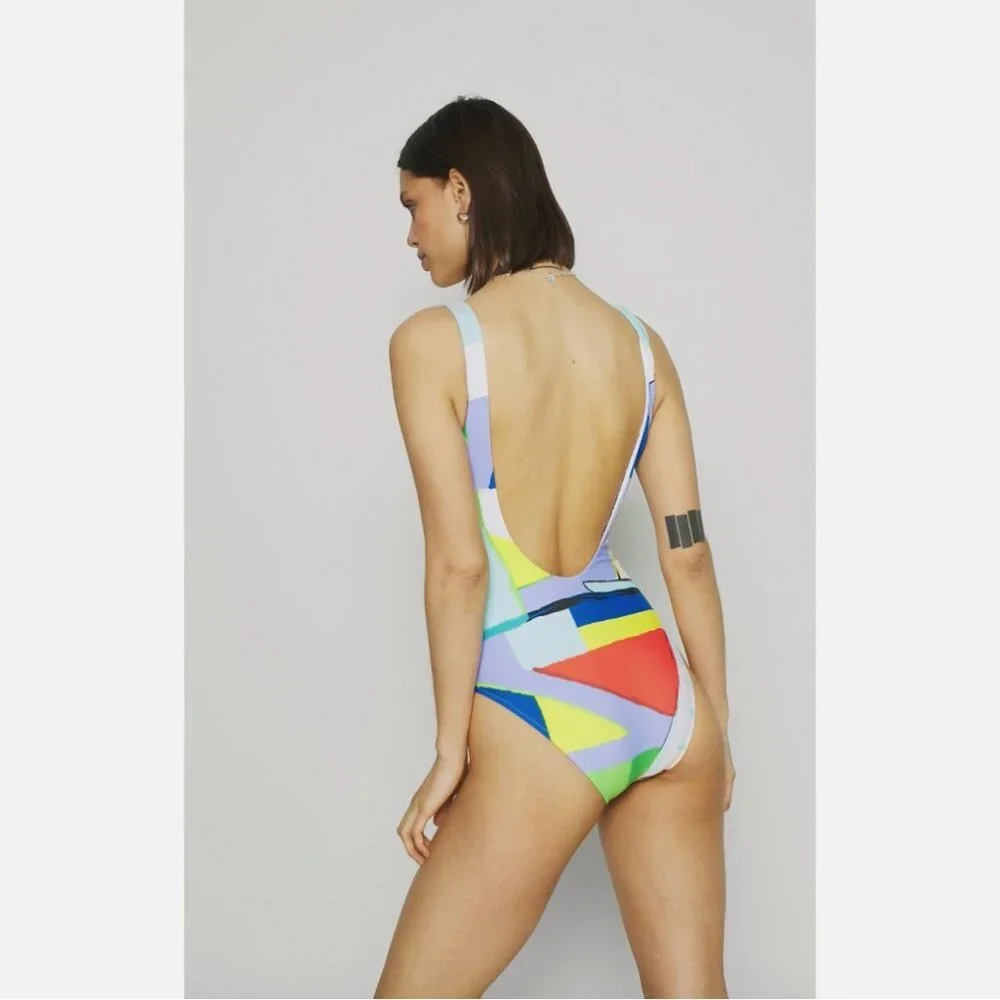 Polo Ralph Lauren Nautical Scenic Print Square Neck Mio Bathing Suit
